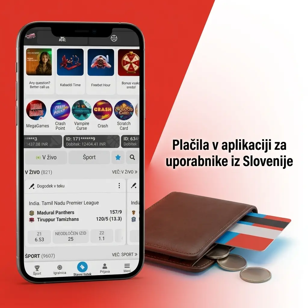 Plačila v aplikaciji za Slovenijo: kartice, e-denarnice in kripto za takojšnje depozite in hitra izplačila