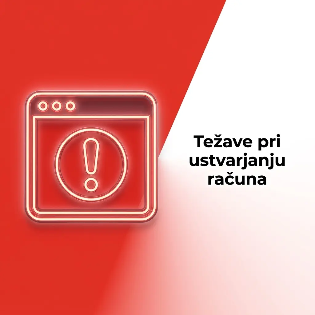Prikaz težav pri ustvarjanju računa z rešitvami za e-pošto, kodo, osebne podatke, državo in bonus