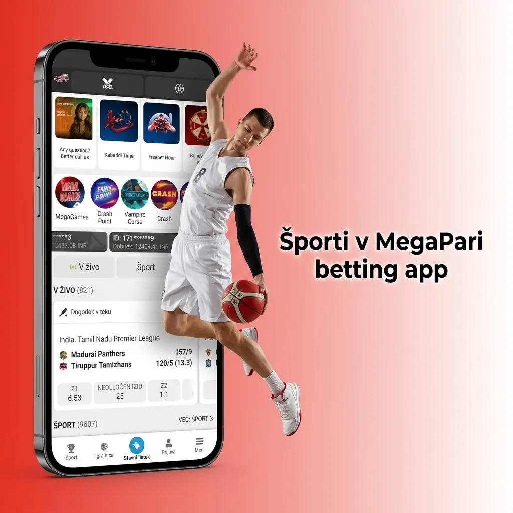 Športi v aplikaciji MegaPari: stave LIVE in LINE za nogomet, košarko, tenis, e-šport in druge dogodke