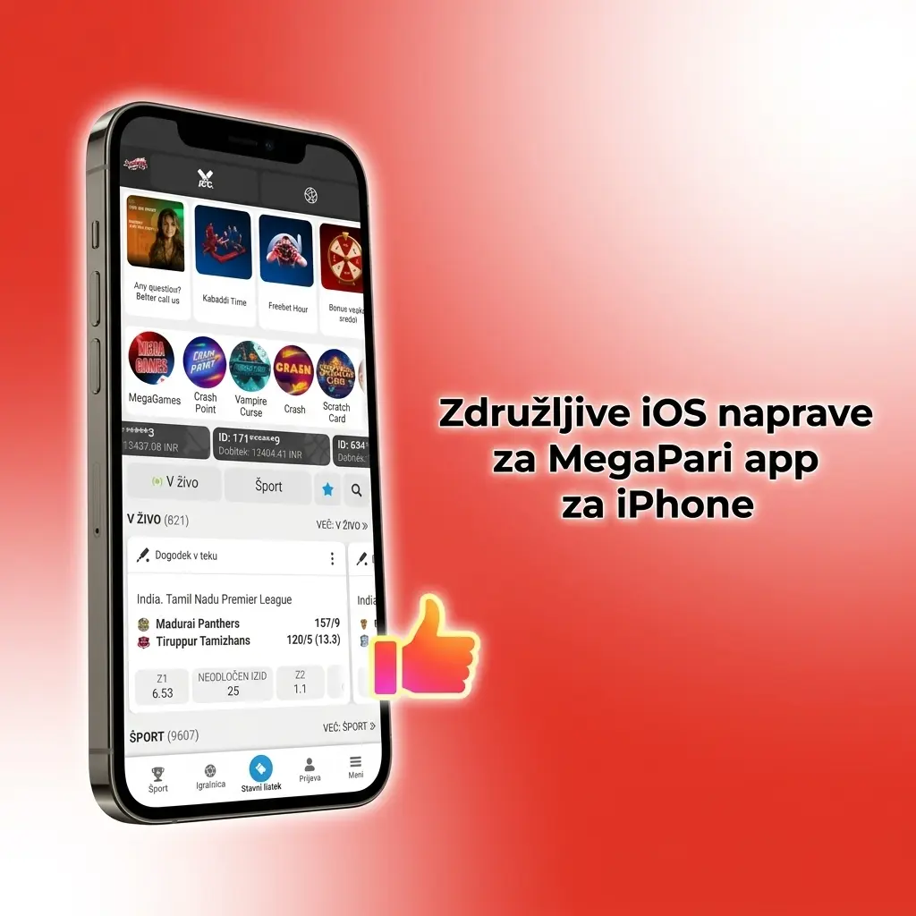 Združljive naprave iPhone in iPad za aplikacijo MegaPari z iOS 16, 17 ali 18
